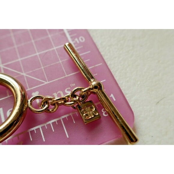 Chunky Vintage Black Leather & Golden Link Banana Republic Bracelet Toggle Clasp - Picture 4 of 6